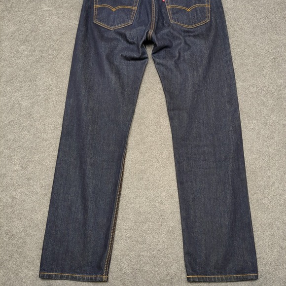 Levis 505 Regular Fit Jeans Mens W34 L34 Dark Wash Denim Pants - Picture 7 of 13